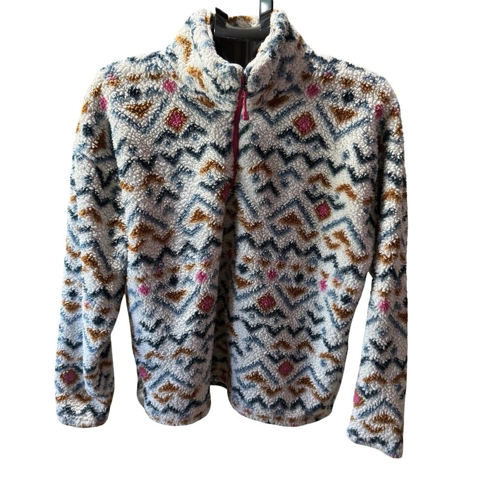 Eddie Bauer Size XL Soft Faux Fur Plush Quarter Zip Fleece Pullover